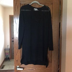 Black Lace Detail Sweater Dress